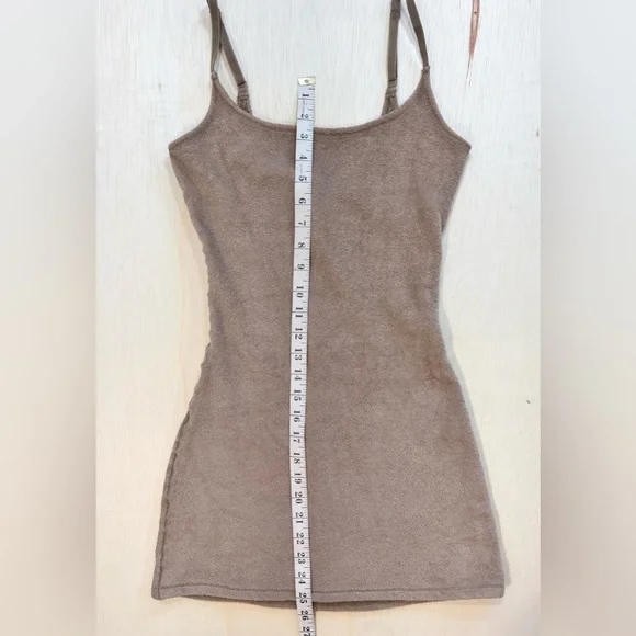 Skims Women's Terry Scoop-neck Cotton-blend Towelling Mini Dress in desert tan - Picture 6 of 8